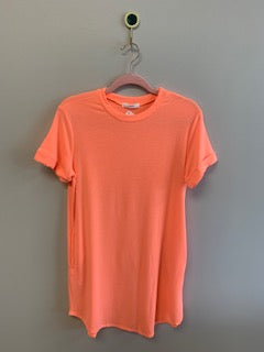 French Terry Pocket T Shirt Dress (Neon Orange)