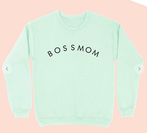 BOSSMOM Graphic Sweatshirt (MINT w/BLACK LETTERING)