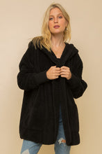 Load image into Gallery viewer, Faux fur hooded jacket with pockets - Black

