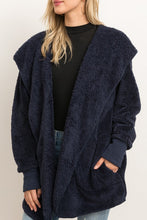 Load image into Gallery viewer, Faux fur hooded jacket with pockets - Black
