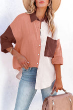 Load image into Gallery viewer, Color Block Blouse Oversize Shirt - Khaki
