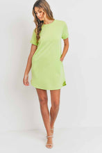 Load image into Gallery viewer, French Terry Pocket T Shirt Dress (Neon Green)
