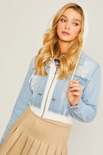 Load image into Gallery viewer, Cropped Layered Denim Jacket - Blue/Grey
