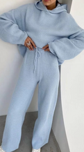 Load image into Gallery viewer, Cozy Knitted Sweater Hoodie and Pants 2-Piece Set- Baby Blue
