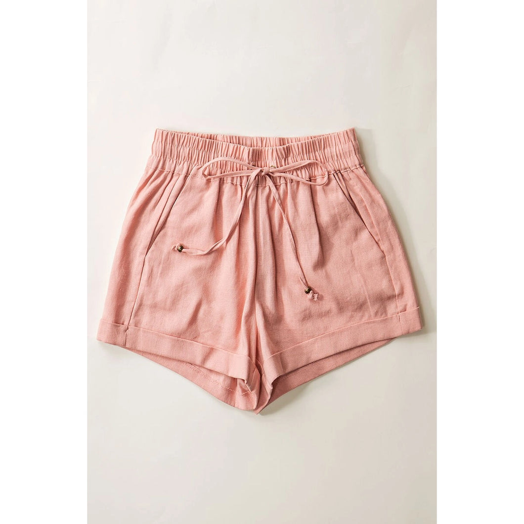Linen Waistband Shorts (Mauve)